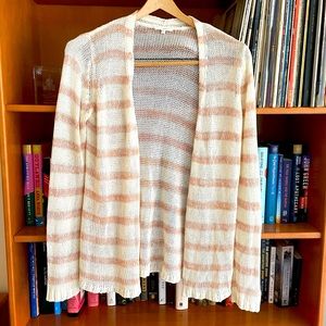 Knit pink cream striped cardigan